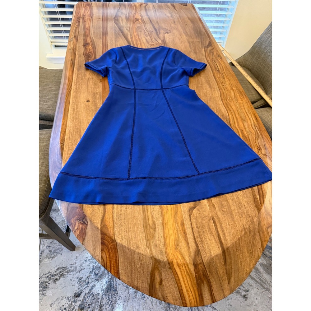 Banana‎ Republic Blue Sheath Dress V Neck Short Sleeve Knee Length Size 4 - Picture 13 of 14